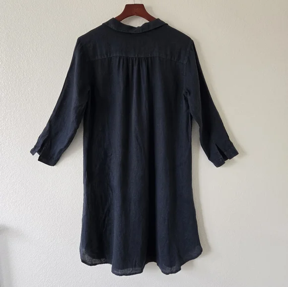 CP Shades Lara Black Midi Shirt Dress Lagenlook Boho Relaxed Size Medium - Picture 11 of 15